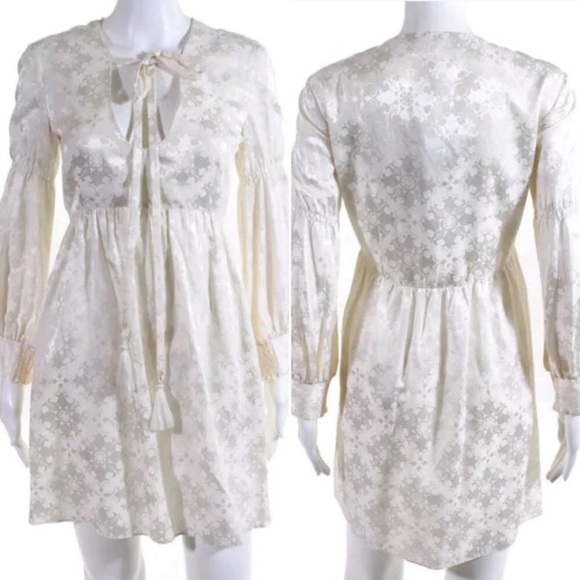Rachel Zoe Babydoll Mini Dress Puff Long Sleeve - Picture 1 of 3
